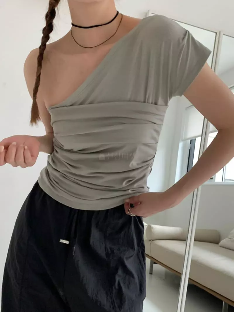 More Than - Korean Women Fashion - #womensfashion - One Shoulder Tee - 4