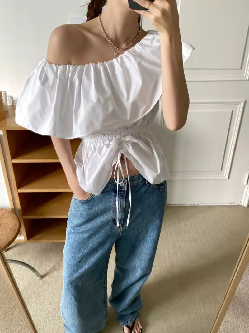 More Than - Korean Women Fashion - #womensfashion - One Shoulder Blouse - 6