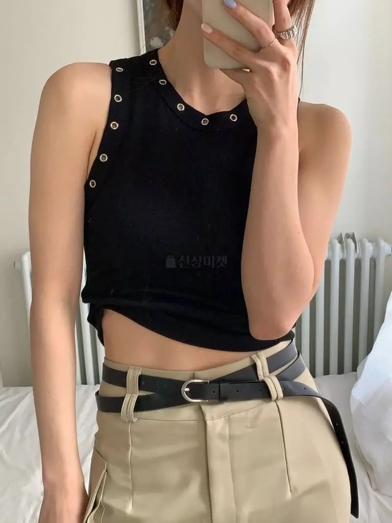 More Than - Korean Women Fashion - #momslook - Eyelet Sleeveless - 4