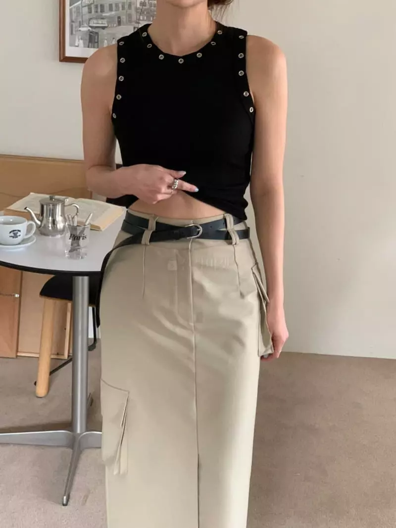 More Than - Korean Women Fashion - #womensfashion - Eyelet Sleeveless - 6