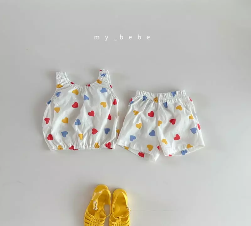 My Bebe - Korean Children Fashion - #Kfashion4kids - Shirring Top Bottom Set - 4