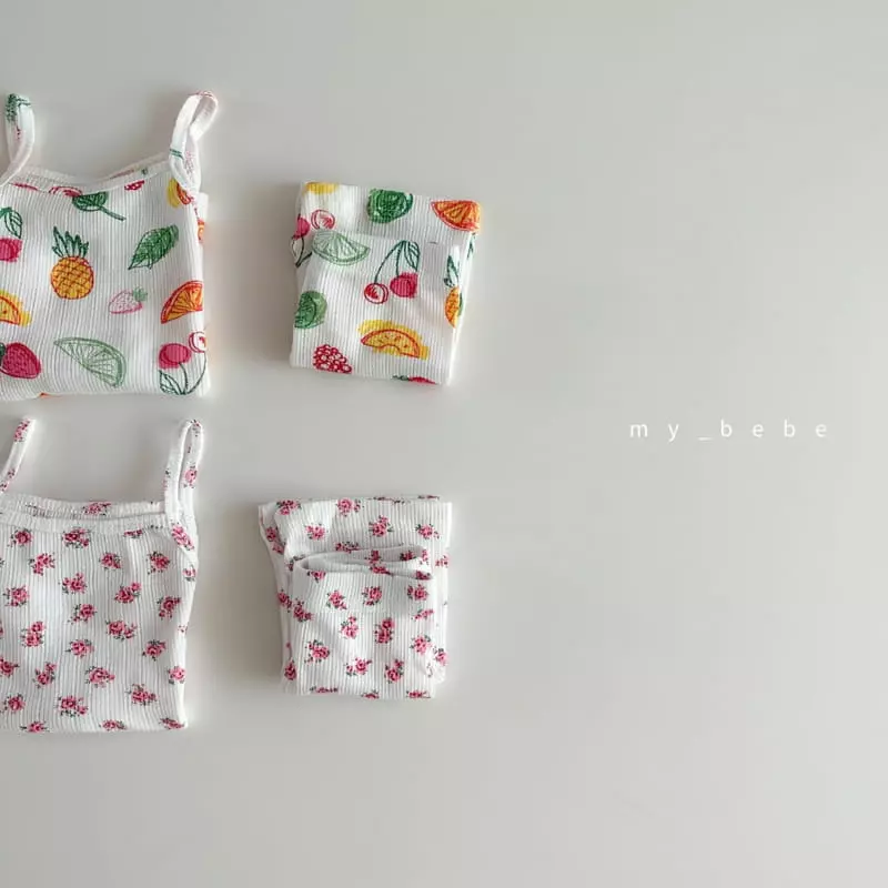 My Bebe - Korean Children Fashion - #magicofchildhood - Eyelet Sleeveless Top Bottom Set - 3