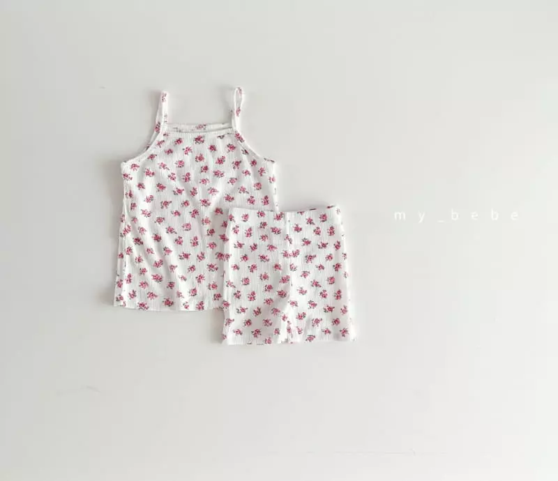 My Bebe - Korean Children Fashion - #magicofchildhood - Eyelet Sleeveless Top Bottom Set - 4