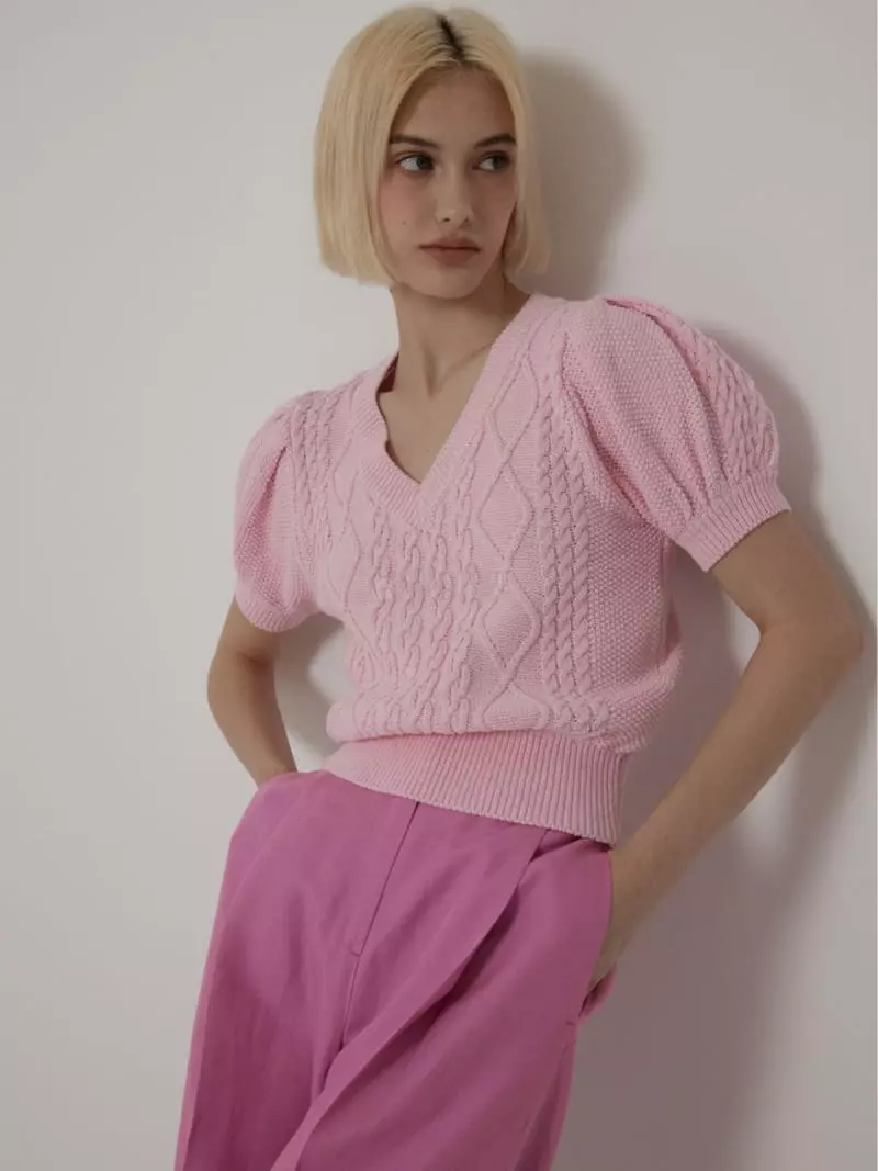 Neroli36 - Korean Women Fashion - #momslook - Twist V Knit Tee
