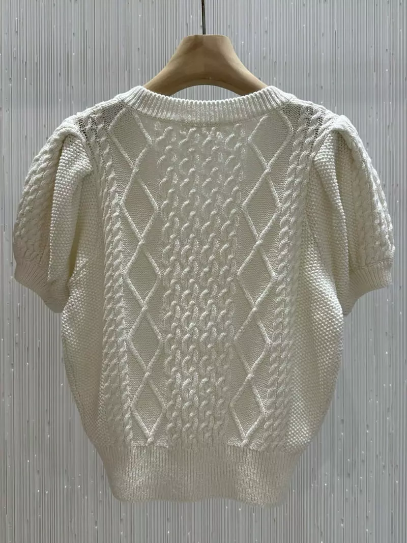 Neroli36 - Korean Women Fashion - #momslook - Twist V Knit Tee - 9