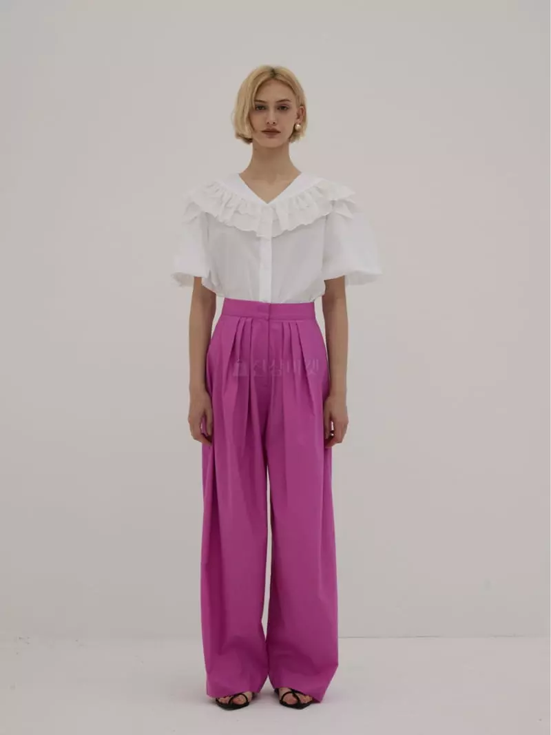 Neroli36 - Korean Women Fashion - #vintagekidsstyle - Color Wrinkle Pants - 7