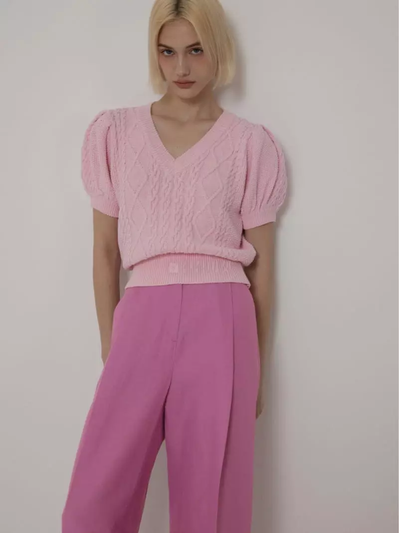Neroli36 - Korean Women Fashion - #womensfashion - Twist V Knit Tee - 2