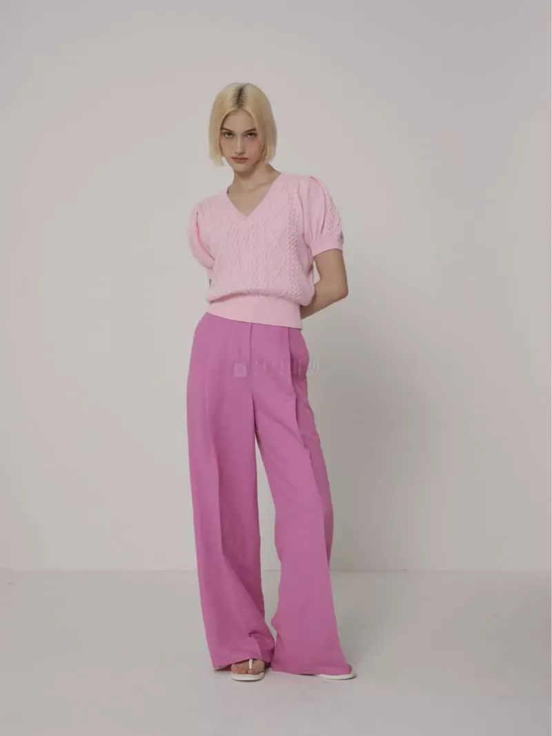 Neroli36 - Korean Women Fashion - #momslook - Twist V Knit Tee - 4