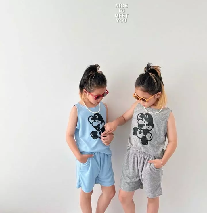 Nice To Meet You - Korean Children Fashion - #kidzfashiontrend - Terry Mario Top Bottom Set - 4