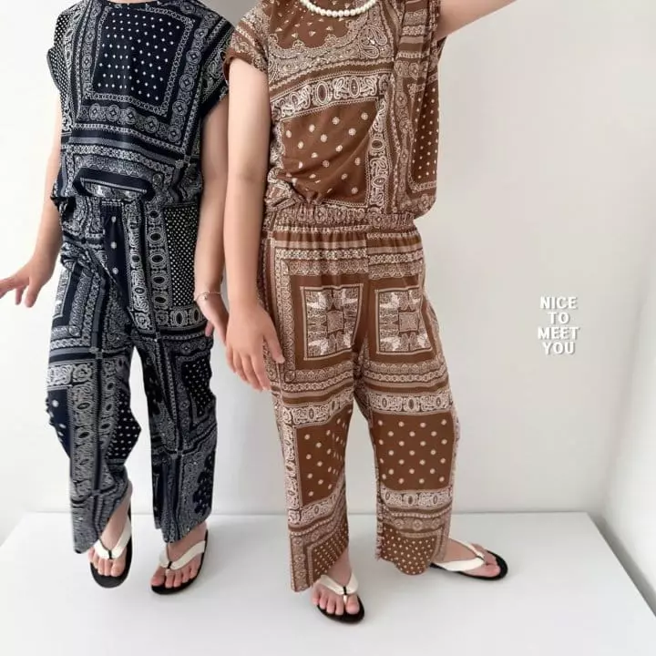Nice To Meet You - Korean Children Fashion - #childofig - Paisely Ice Top Bottom Set - 11
