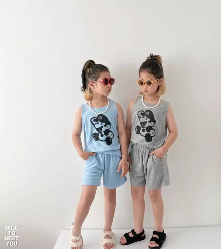 Nice To Meet You - Korean Children Fashion - #childrensboutique - Terry Mario Top Bottom Set - 11