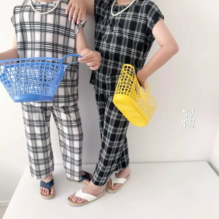 Nice To Meet You - Korean Children Fashion - #childrensboutique - Check Ice Top Bottom Set - 9
