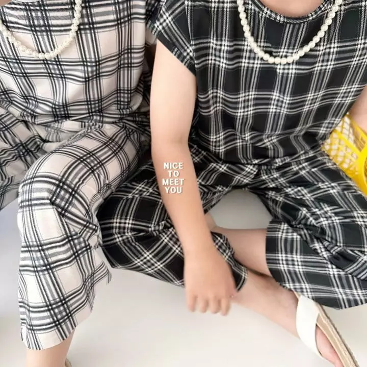Nice To Meet You - Korean Children Fashion - #discoveringself - Check Ice Top Bottom Set - 11