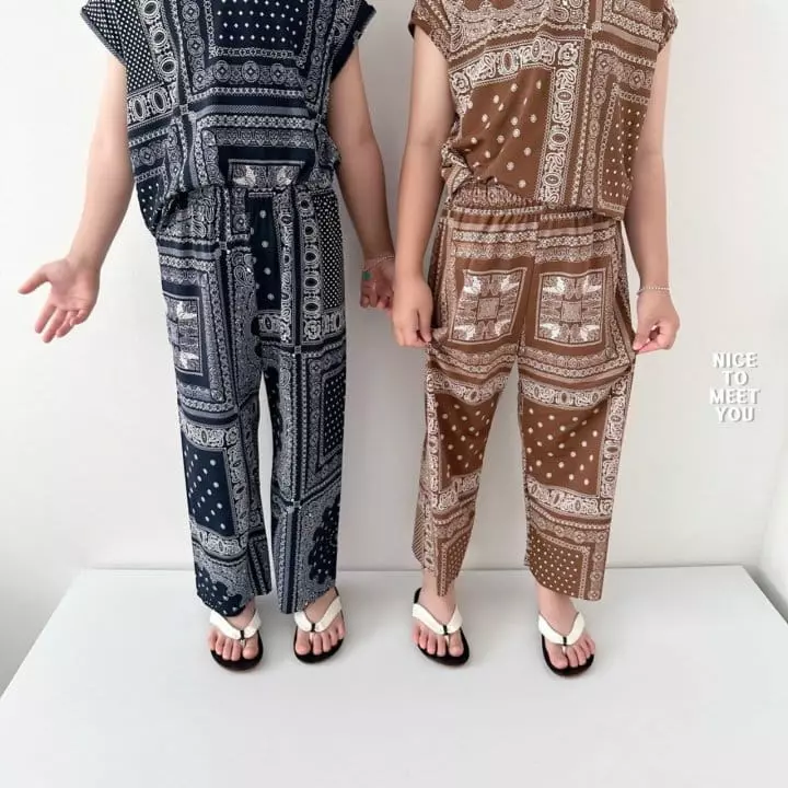 Nice To Meet You - Korean Children Fashion - #fashionkids - Paisely Ice Top Bottom Set - 2