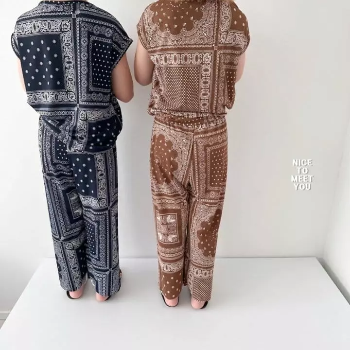 Nice To Meet You - Korean Children Fashion - #kidsshorts - Paisely Ice Top Bottom Set - 3