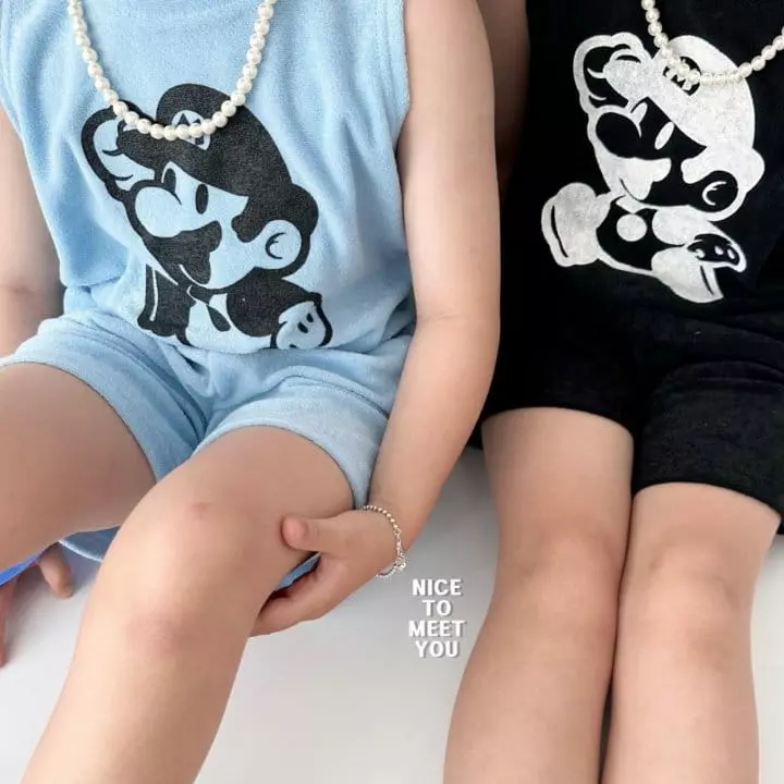 Nice To Meet You - Korean Children Fashion - #kidzfashiontrend - Terry Mario Top Bottom Set - 3