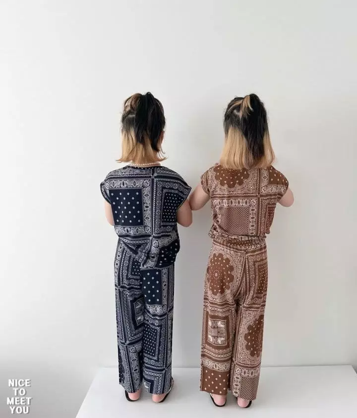 Nice To Meet You - Korean Children Fashion - #littlefashionista - Paisely Ice Top Bottom Set - 7