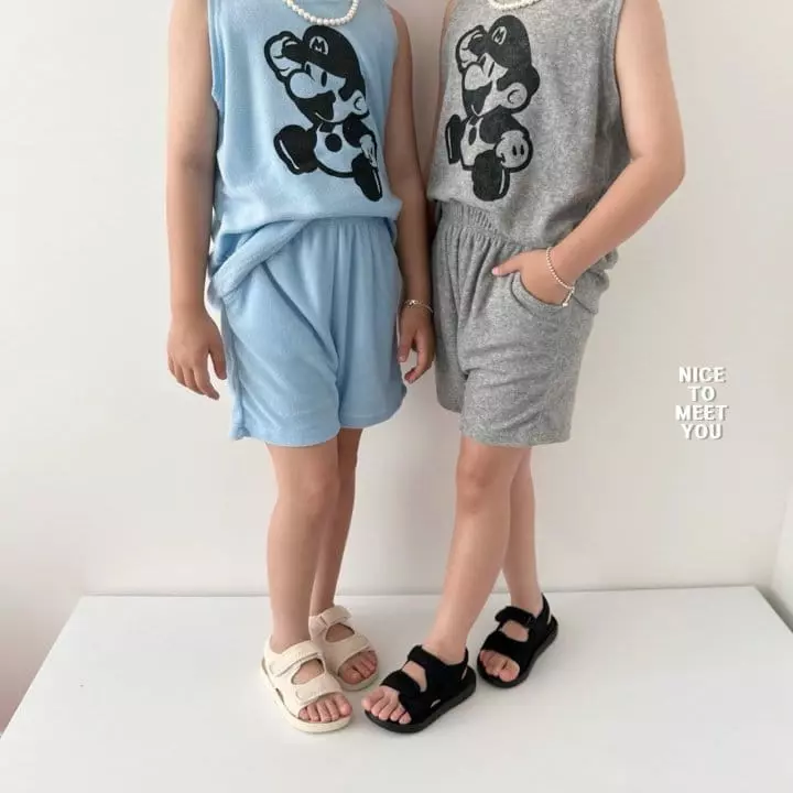 Nice To Meet You - Korean Children Fashion - #littlefashionista - Terry Mario Top Bottom Set - 5