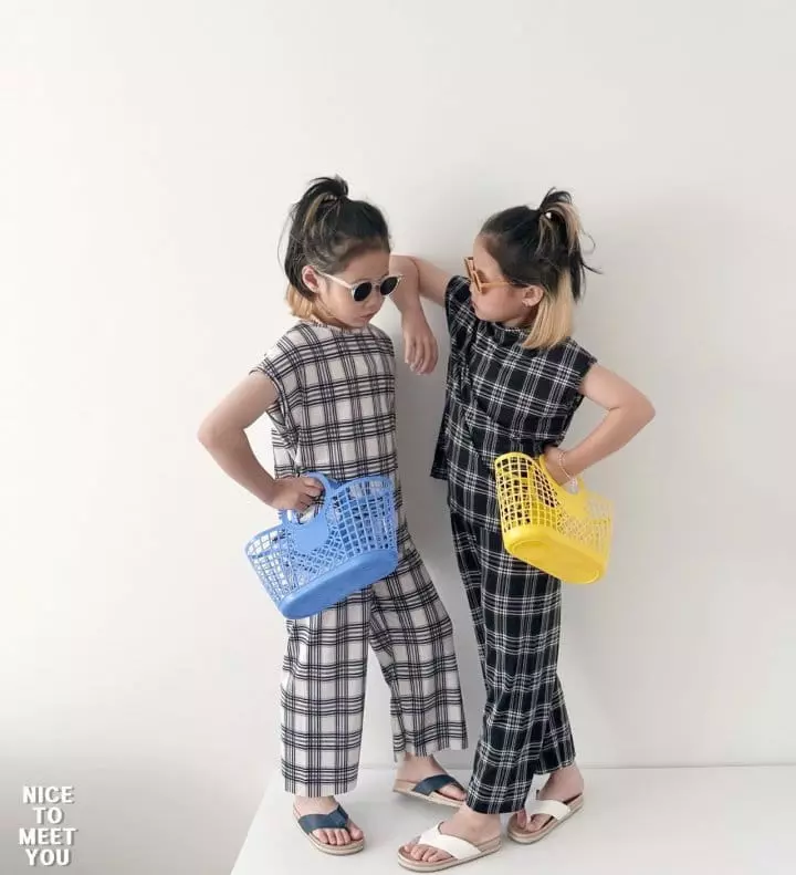 Nice To Meet You - Korean Children Fashion - #littlefashionista - Check Ice Top Bottom Set - 3