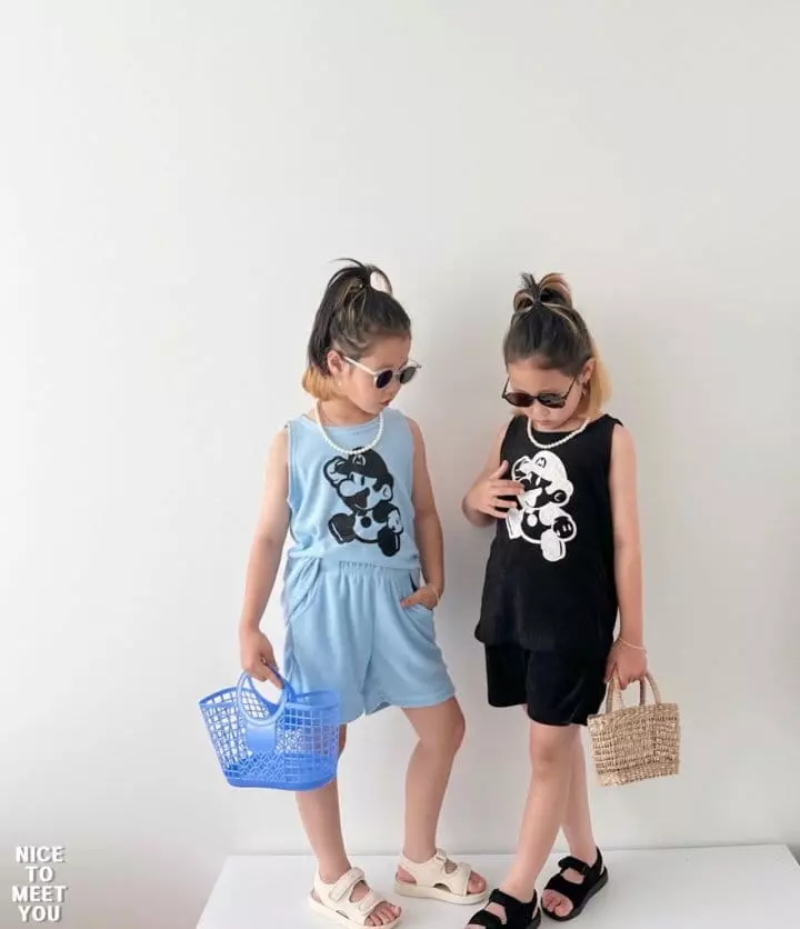 Nice To Meet You - Korean Children Fashion - #minifashionista - Terry Mario Top Bottom Set - 7