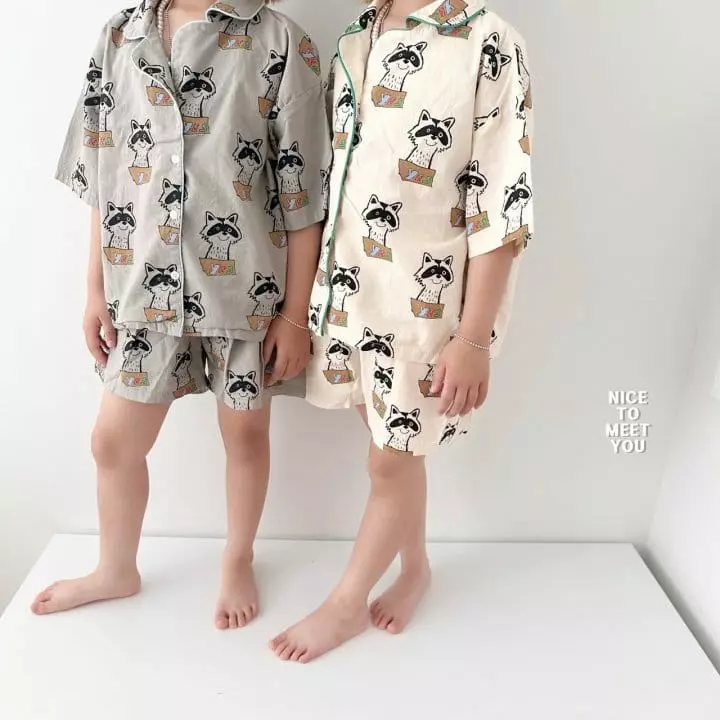 Nice To Meet You - Korean Children Fashion - #stylishchildhood - Raccoon Pajama Set - 12