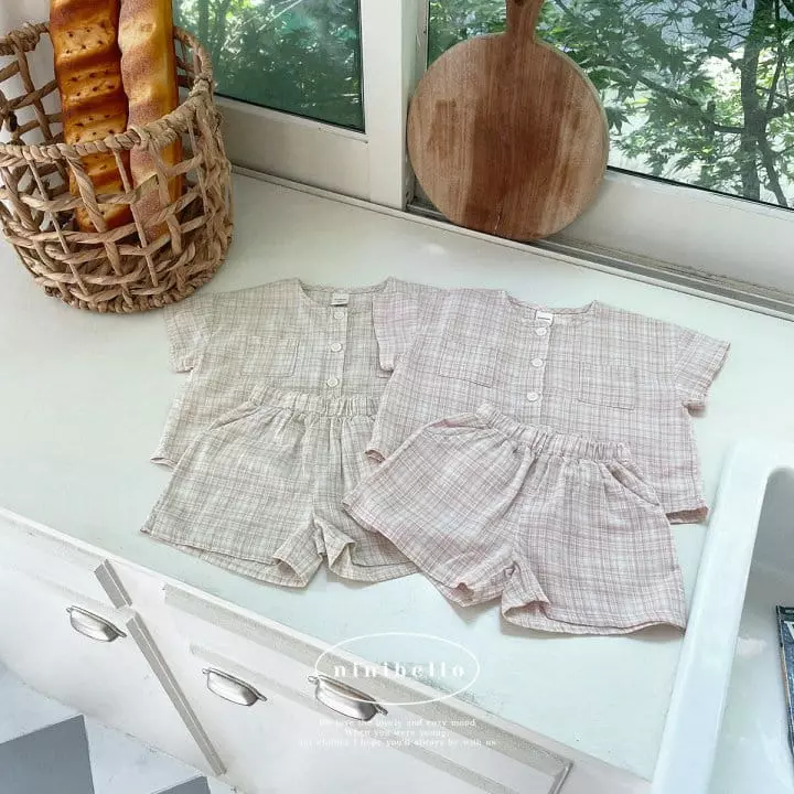 Ninibello - Korean Children Fashion - #kidsstore - Wood Check Top Bottom Set - 6