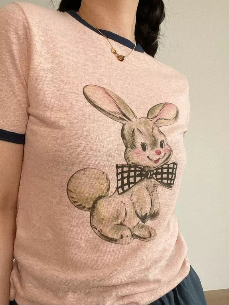 Oli Seoul - Korean Women Fashion - #womensfashion - Pink Rabbit Tee - 4