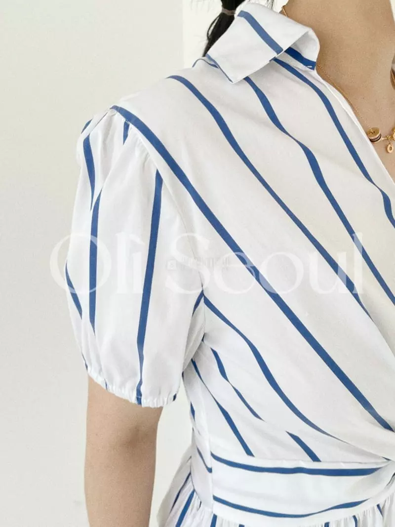 Oli Seoul - Korean Women Fashion - #vintageinspired - Blue Signal One-piece - 9