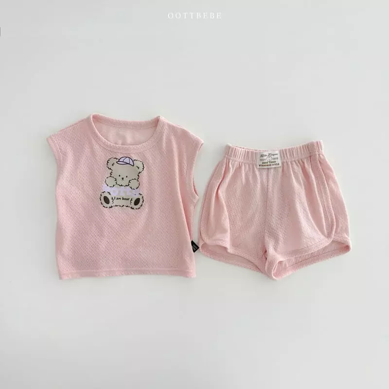 Oott Bebe - Korean Children Fashion - #discoveringself - Otti Mesh Top Bottom Set - 3