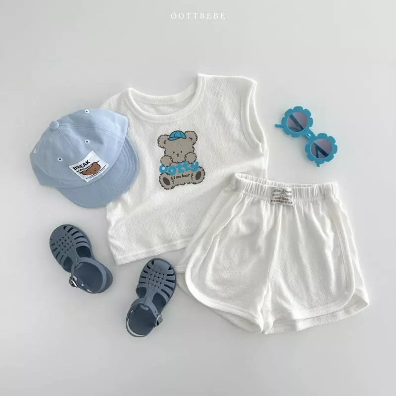 Oott Bebe - Korean Children Fashion - #kidsstore - Otti Mesh Top Bottom Set - 6
