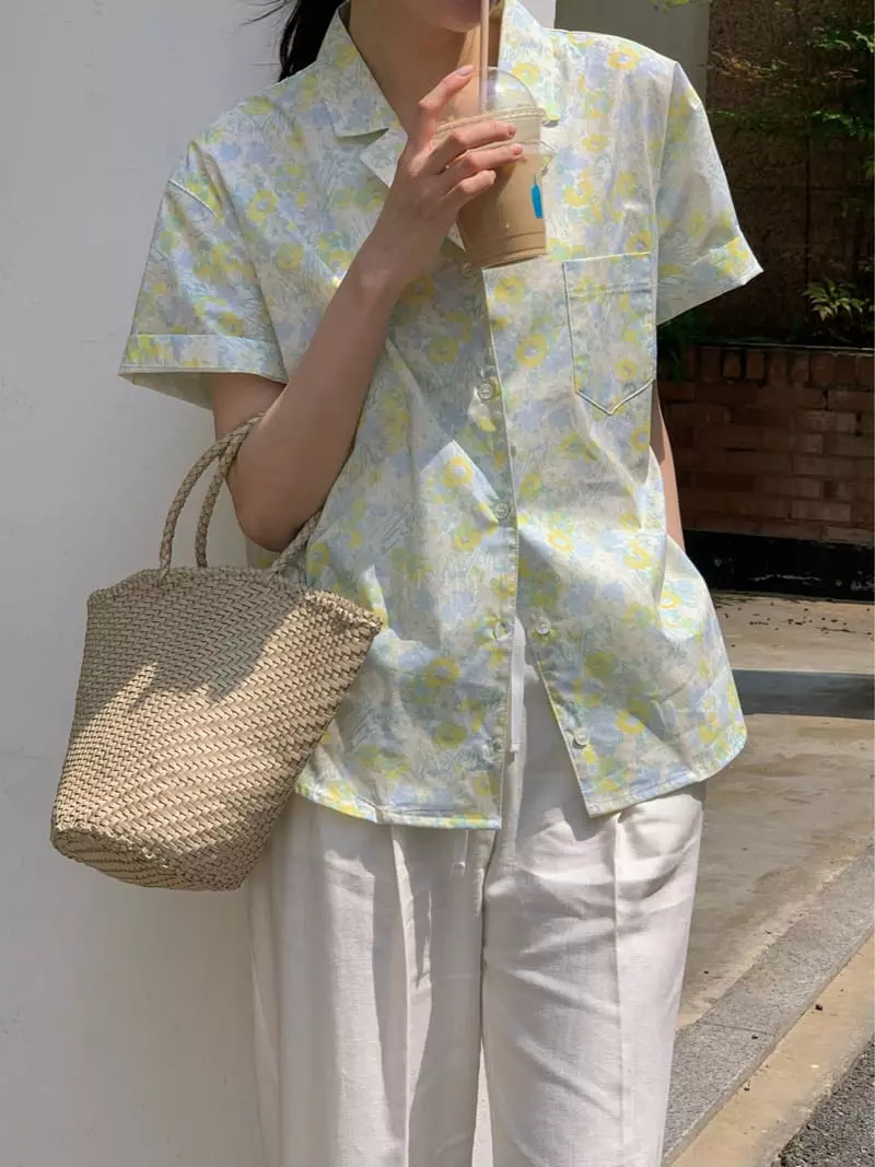 Ovu - Korean Women Fashion - #momslook - Flower Blouse - 7