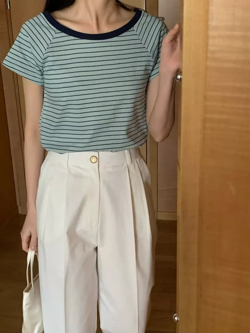 Ovu - Korean Women Fashion - #momslook - Candy Stripes Tee - 9
