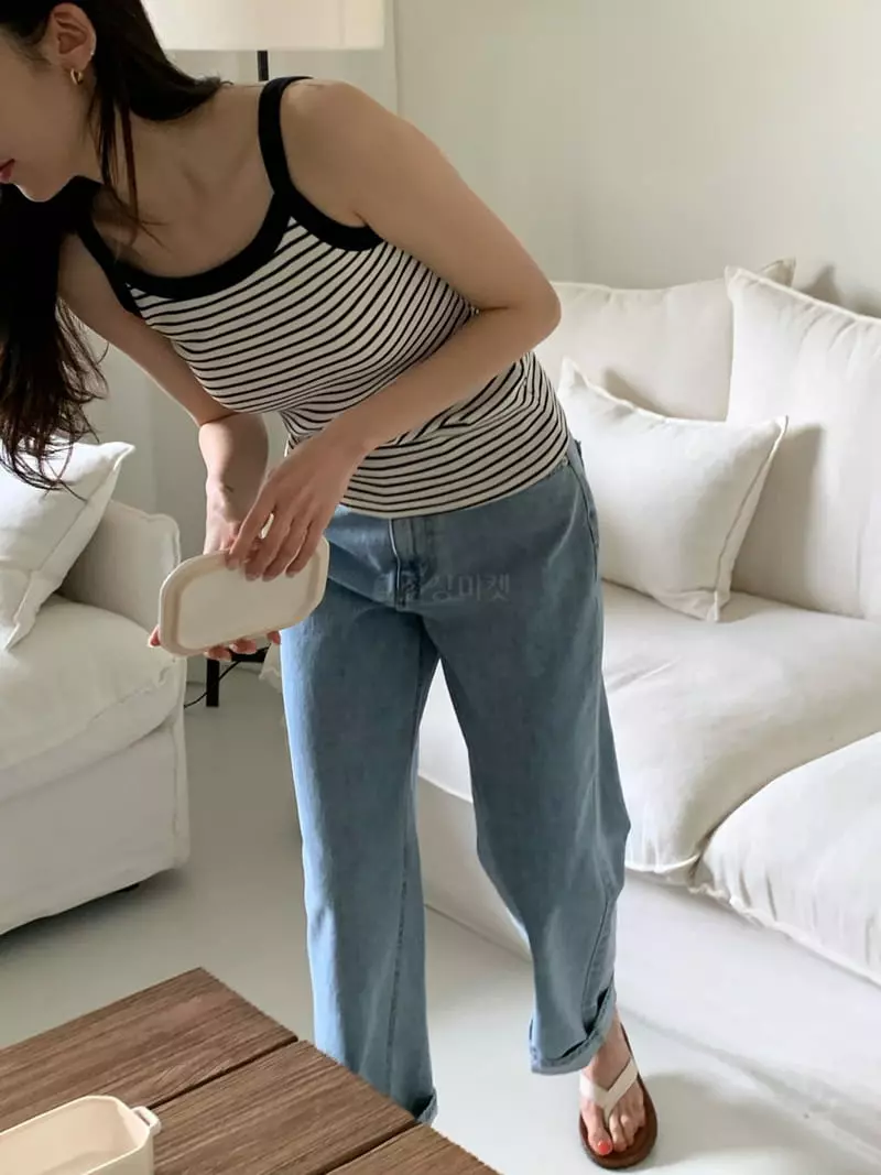 Ovu - Korean Women Fashion - #momslook - Stripes Paf Sleeveless - 5