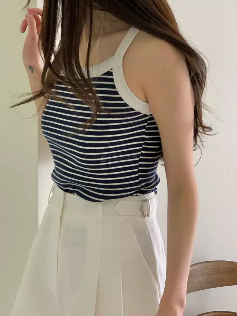 Ovu - Korean Women Fashion - #momslook - Stripes Paf Sleeveless - 7