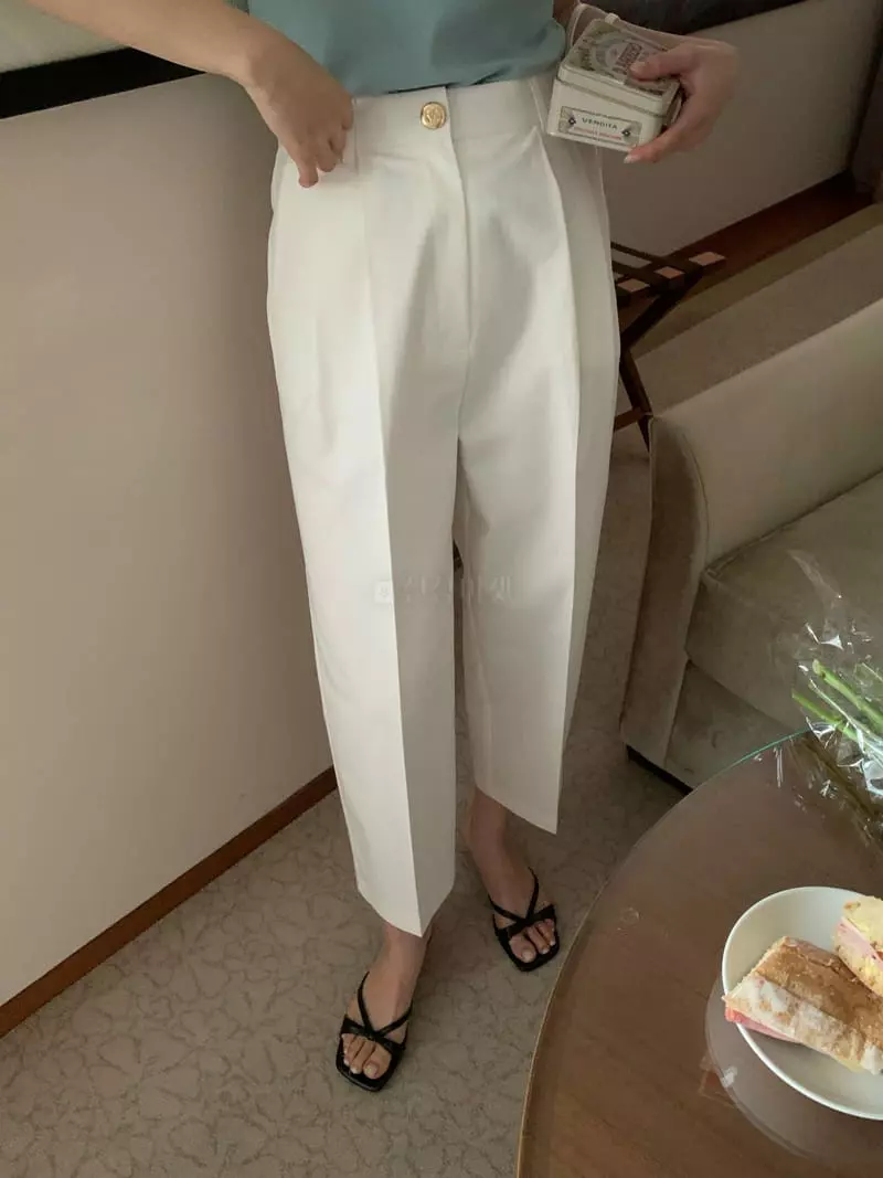 Ovu - Korean Women Fashion - #momslook - Gold Button Pants - 3