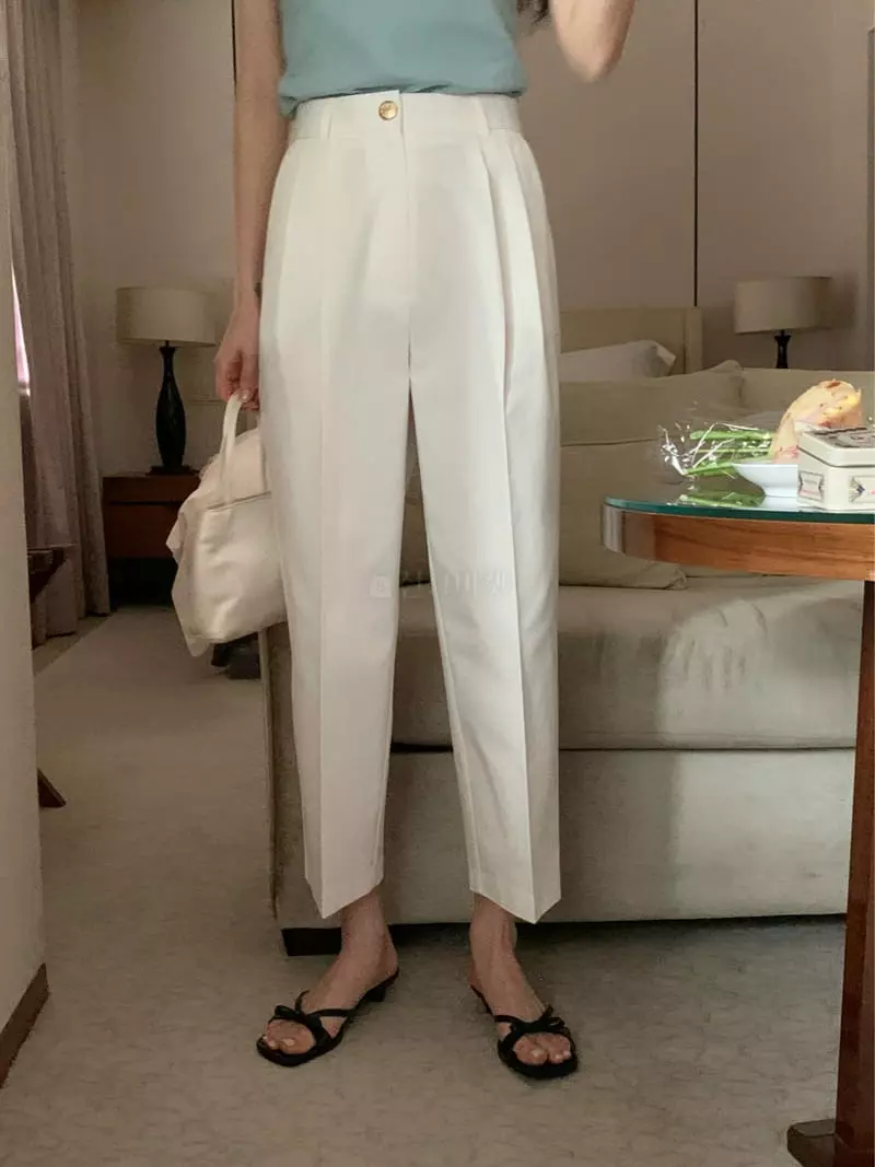 Ovu - Korean Women Fashion - #momslook - Gold Button Pants - 5