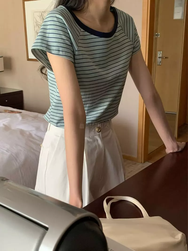 Ovu - Korean Women Fashion - #womensfashion - Candy Stripes Tee - 12