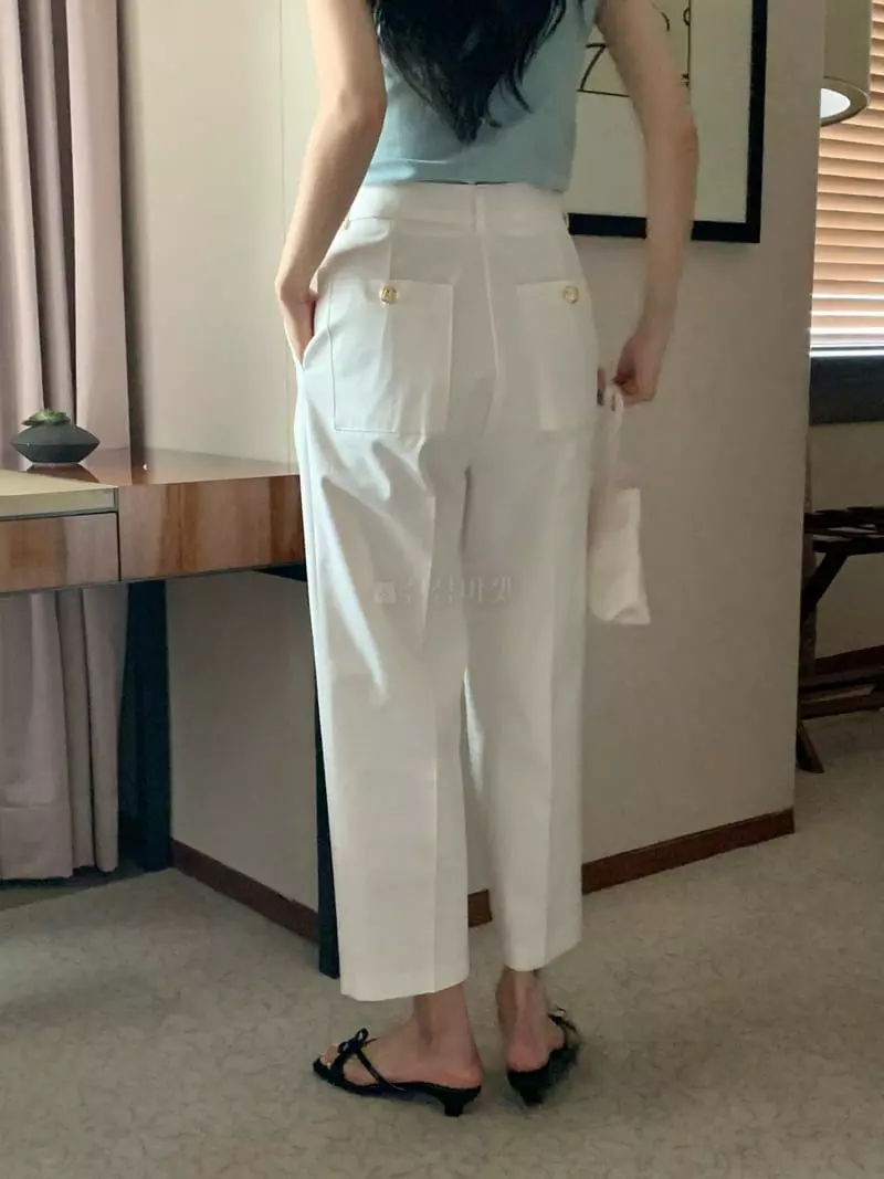 Ovu - Korean Women Fashion - #womensfashion - Gold Button Pants - 6