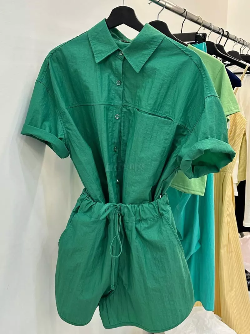 Pablored - Korean Women Fashion - #momslook - Para Bodysuit Over Shirt Banding Set UP - 8