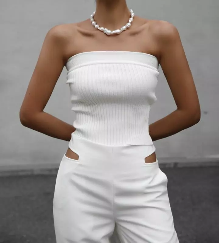 Paper Moon - Korean Women Fashion - #romanticstyle - Rib Tube Sleeveless - 5