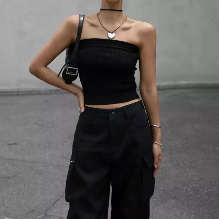 Paper Moon - Korean Women Fashion - #vintageinspired - Rib Tube Sleeveless