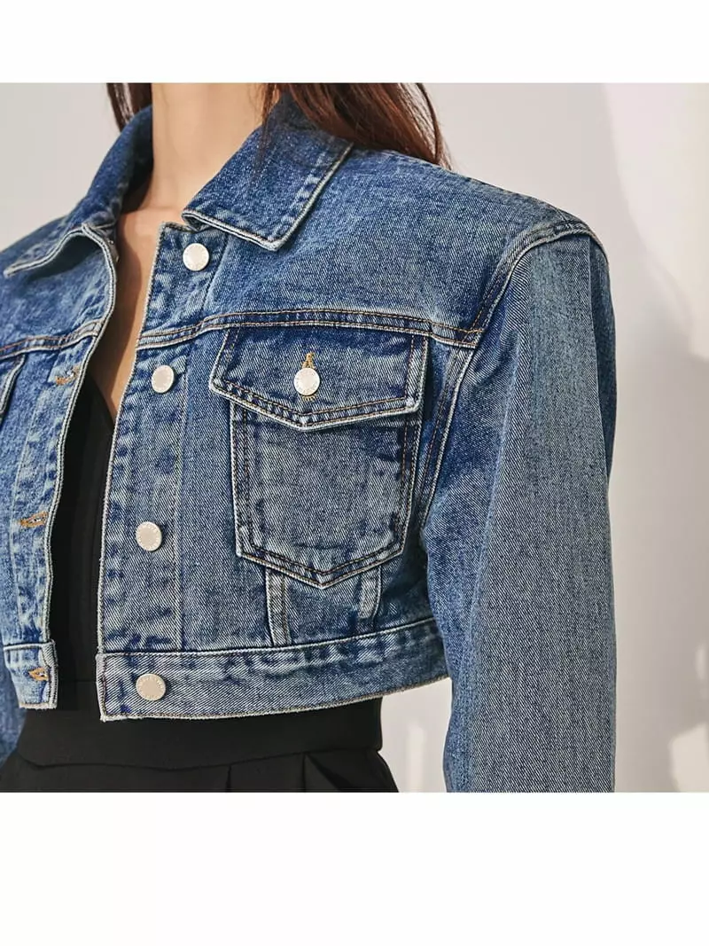 Project Wave - Korean Women Fashion - #momslook - Pocket Denim Jacket - 3