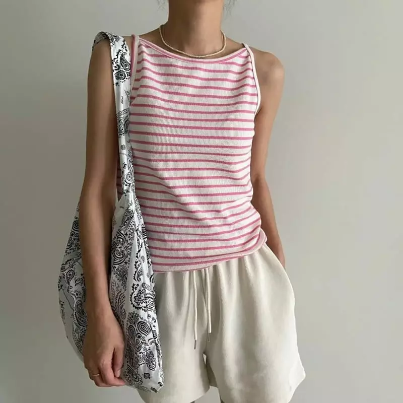 Ripple - Korean Women Fashion - #womensfashion - Ponny Stripes Sleeveless - 4