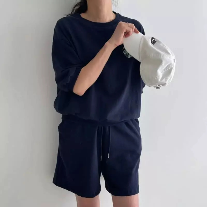 Ripple - Korean Women Fashion - #momslook - Basic Embrodiery Top Bottom Set