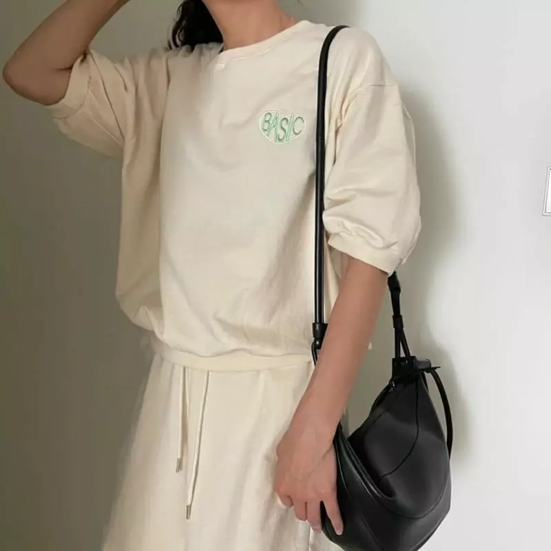 Ripple - Korean Women Fashion - #momslook - Basic Embrodiery Top Bottom Set - 4