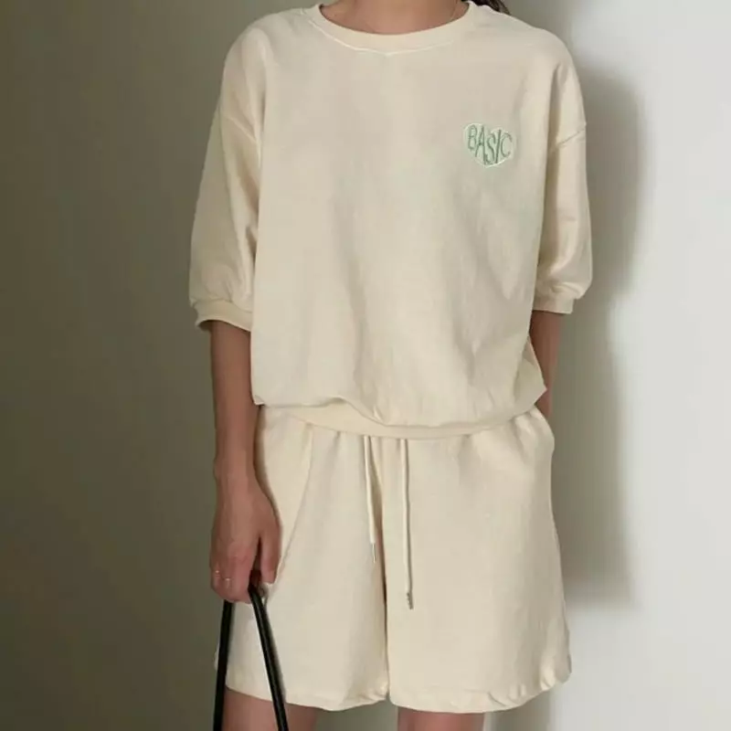 Ripple - Korean Women Fashion - #momslook - Basic Embrodiery Top Bottom Set - 5