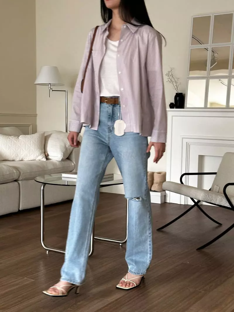 Sea Sand Salt - Korean Women Fashion - #momslook - Cal Straight Jeans - 8