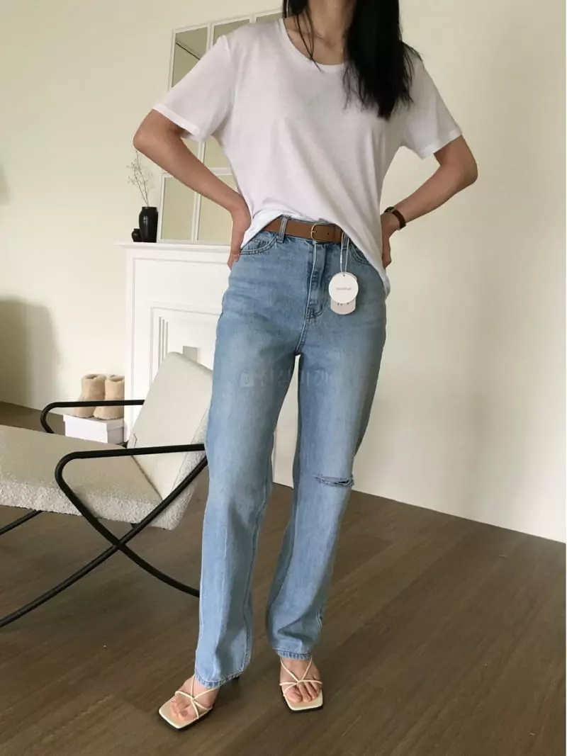 Sea Sand Salt - Korean Women Fashion - #womensfashion - Cal Straight Jeans - 5