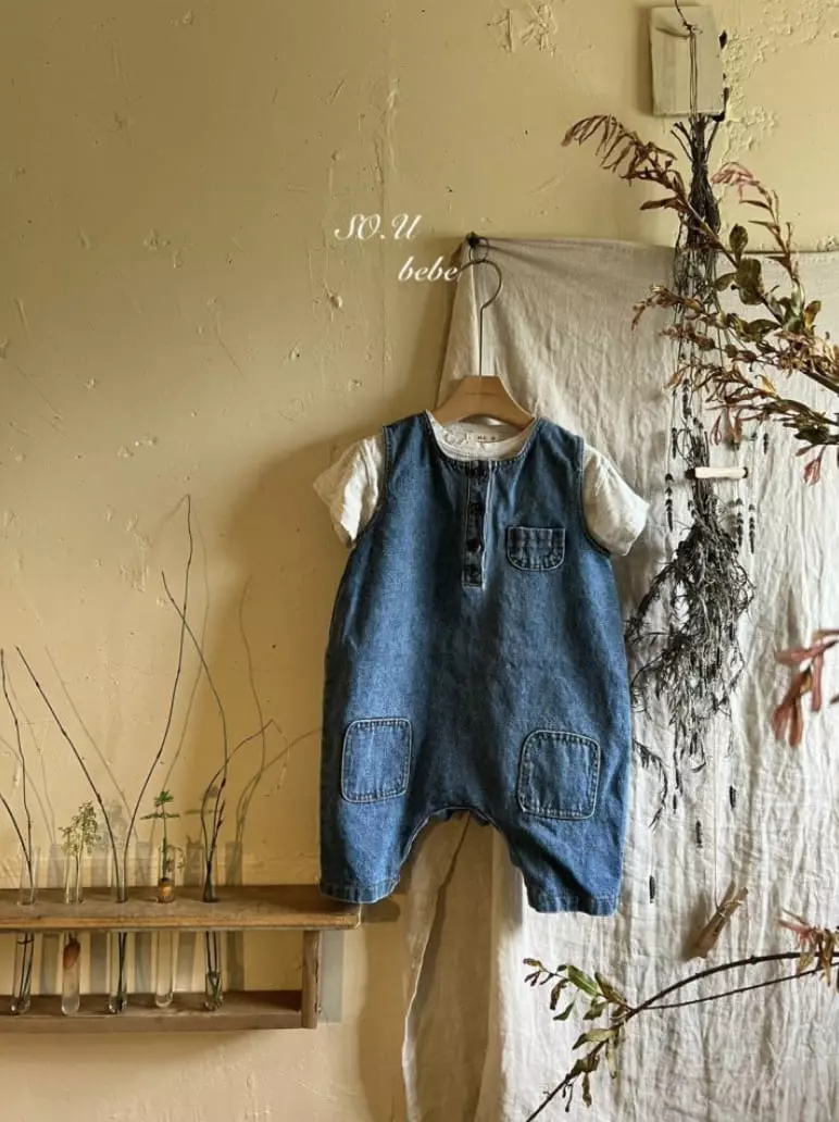 So U - Korean Baby Fashion - #babyoninstagram - Denim Pocket Bodysuit - 6