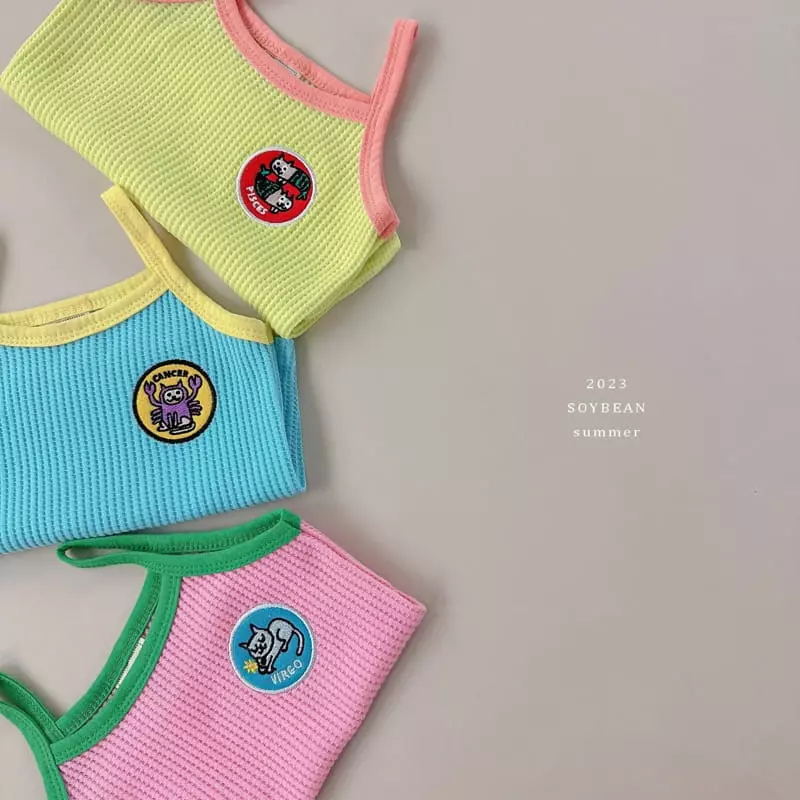 Soybean - Korean Children Fashion - #childofig - Wapen Waffle String Sleeveless Top Bottom Set - 8